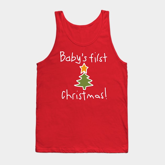 Babys First Christmas Graphic in White Tank Top by ellenhenryart